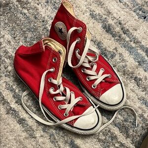 Converse Red and White High-Top Sneakers